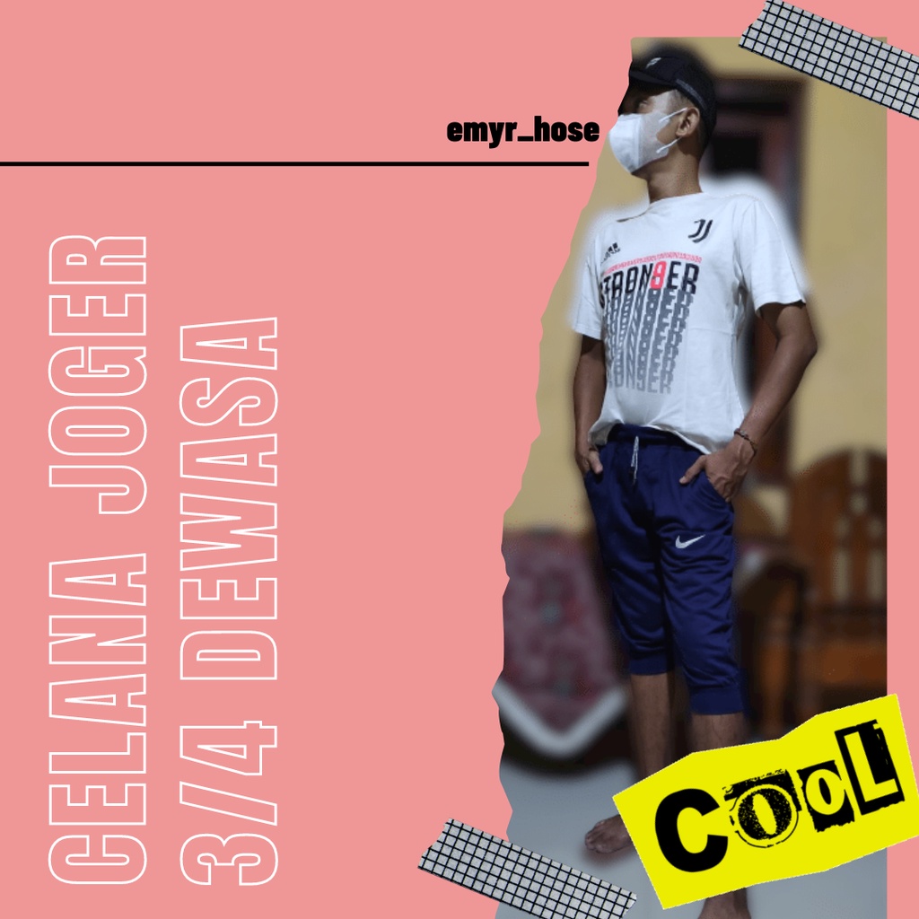 CELANA JOGER PRIA SPORT 3/4 | CELANA OLAHRAGA SELUTUT | CELANA TRAINNING PENDEK PRIA DEWASA