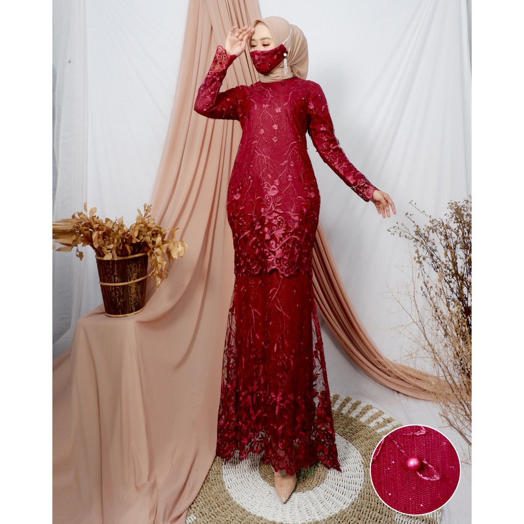 Ootp - GAMIS DUYUNG - GAMIS KEBAYA - KEBAYA MODERN - KEBAYA WISUDA - KEBAYA PESTA - KEBAYA LAMARAN - KEBAYA - GAMIS - OUTFIT KONDAGAN- GAMIS BROKAT - GAMIS WANITA - GAMIS TILE-Maroon