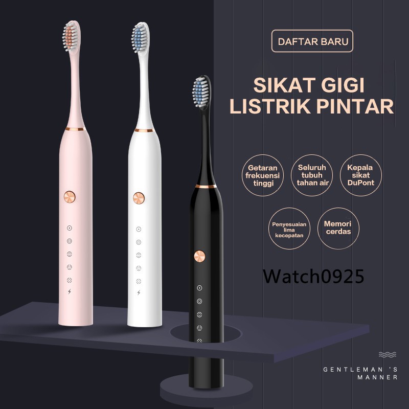 SIKAT GIGI ELEKTRIK LISTRIK OTOMATIS TOOTHBRUSH AUTOMATIC WATERPROOF 5 MODE 3 SIKAT LEMBUT 3.0V B06