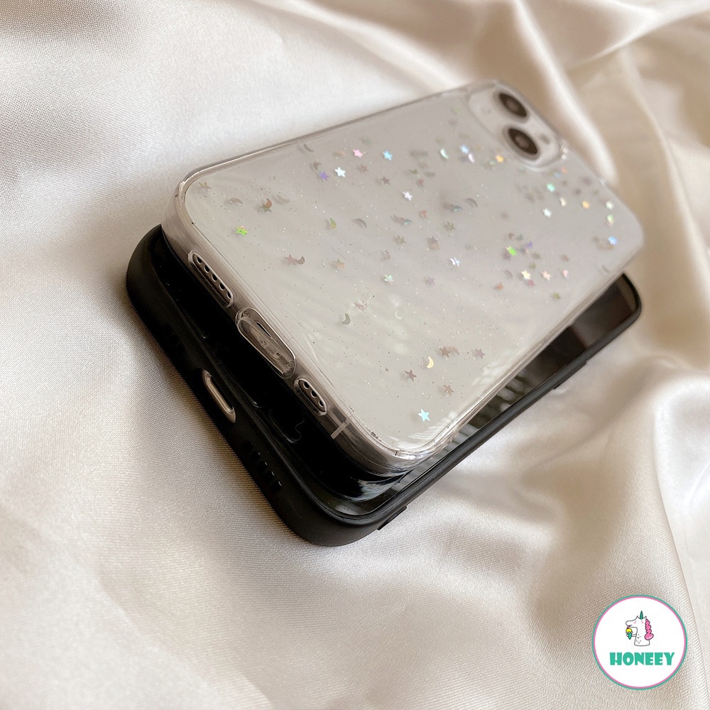 Casing Soft Case Bumper TPU Glitter Sequin Gold Foil Anti Slip Untuk IPhone 14 13 12 11 Pro Max X XS XR 8 7 Plus