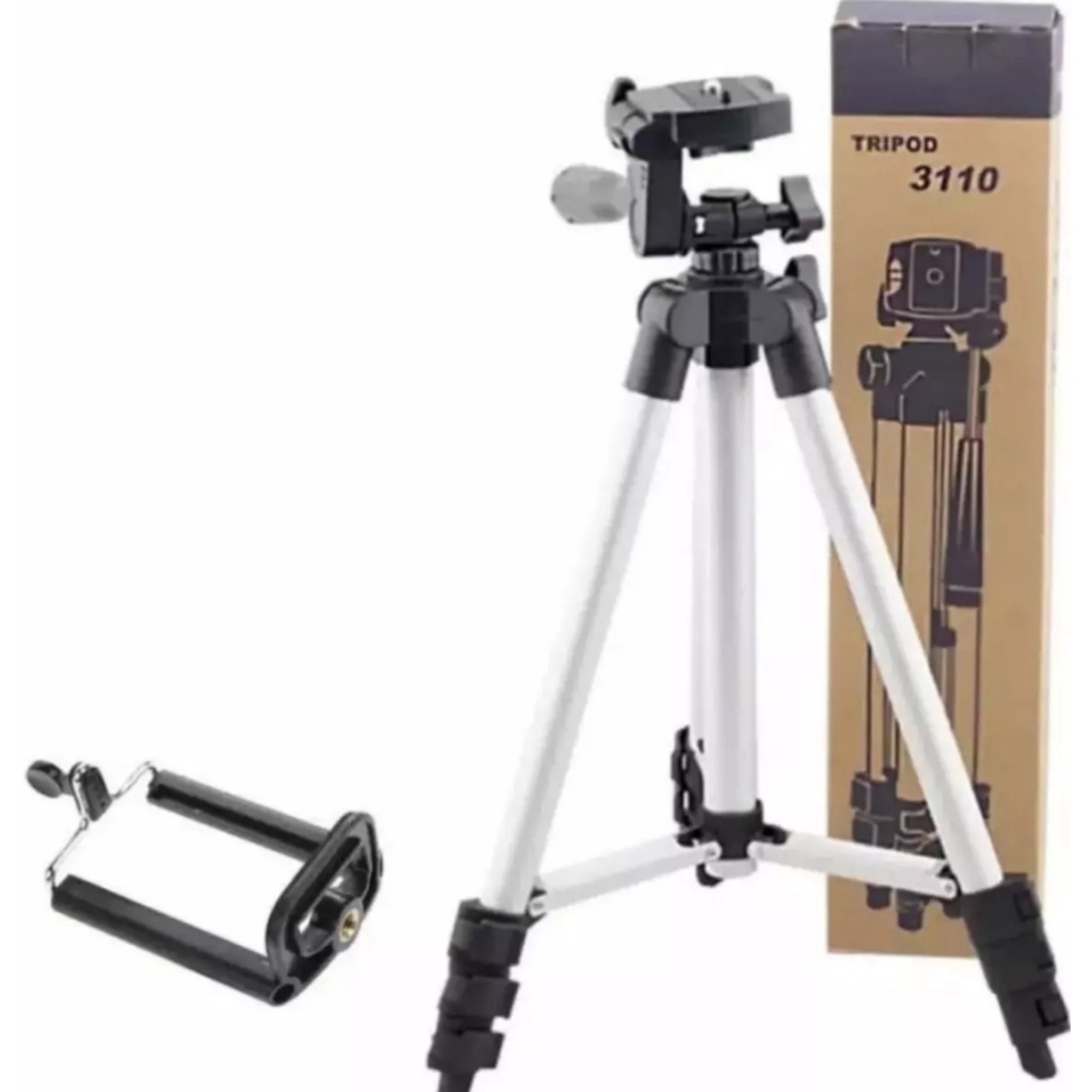 Tripod-Tongsis 3110 Lipat-Tripod 3110 Stainless With 3x Extend Leg-Suite Tripot For Smartphone, Camera, Handycam-Tripod HP Dan Kamera Universal +Free Holder U Dan Tas Tripod Dudukan Kamera-Tongsis 1Meter