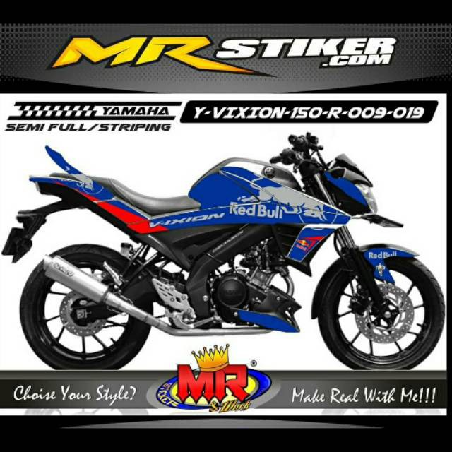 Decal Premium Vixion R - All New Vixion redbull biru Stiker Sticker striping berkwalitas 04 spec A