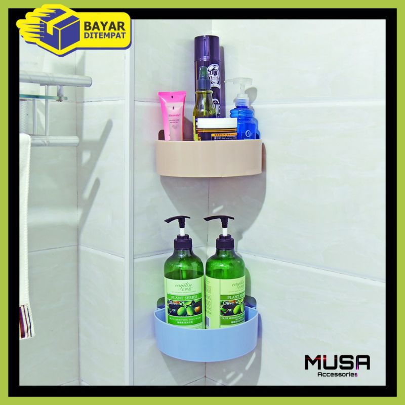 Rak Sudut Kamar Mandi 3M Tanpa Paku