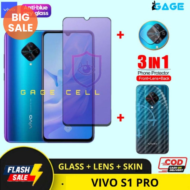 3IN1 PROMO Tempered Glass Anti Blue Light Full Layar Vivo S1 Pro Anti Gores Vivo S1pro Full Layar