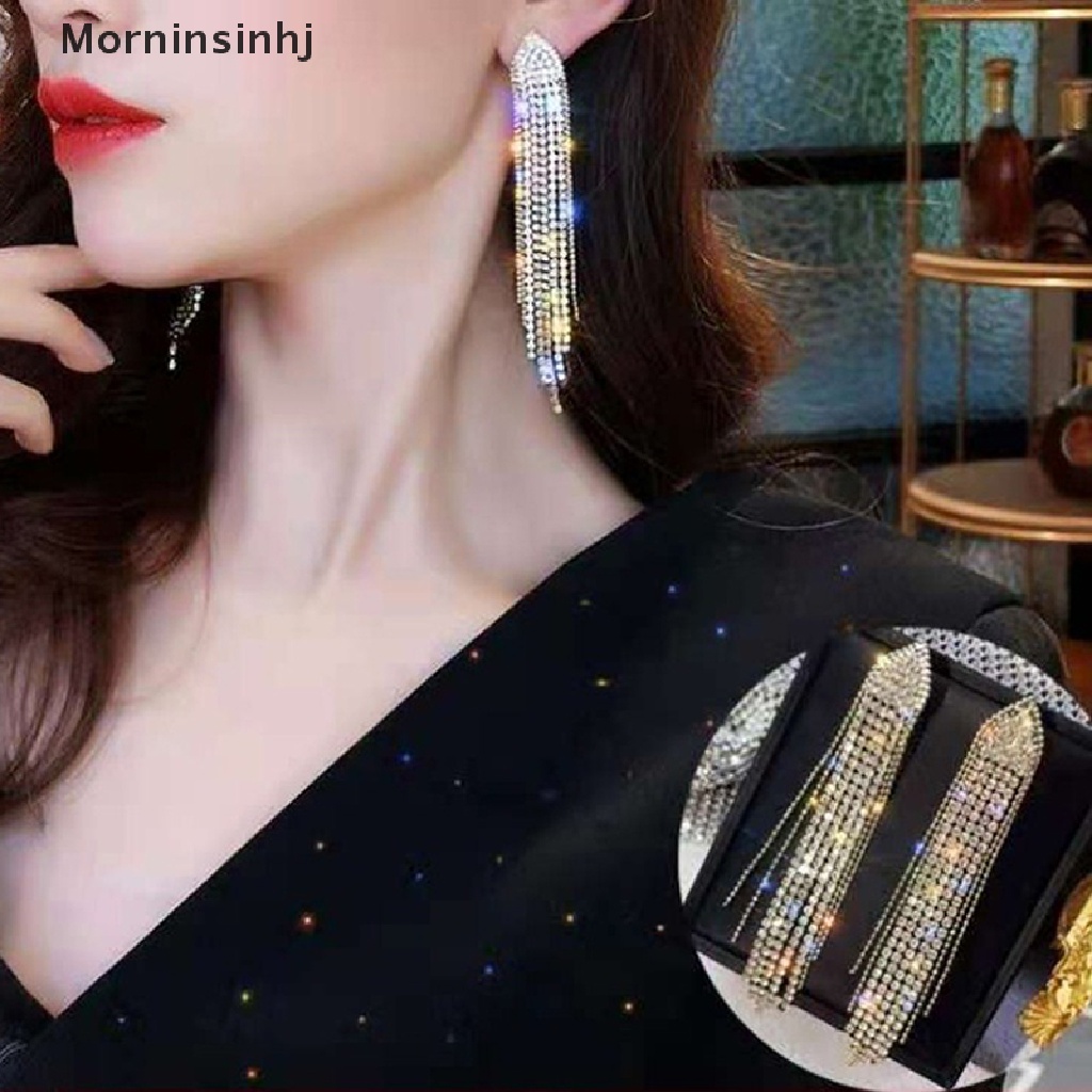 Anting Juntai Panjang Hias Kristal Berlian Imitasi Untuk Wanita