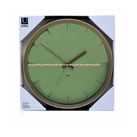 Umbra Olivia Wall Clock Green Gold 30cm Jam Dinding Bulat Diagonal Hijau Umbra Clock 30cm
