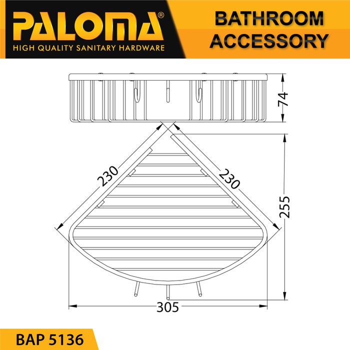 PALOMA BAP 5136 Rak Sudut Tempat Sabun Dinding Toilet Kamar Mandi