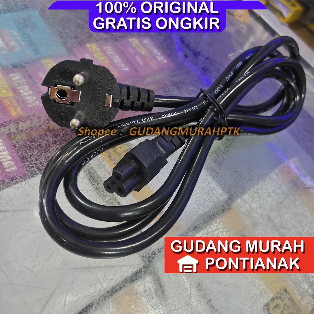 Kabel Power Adaptor Notebook Laptop Colokan 3 pin lubang Tebal untuk charger laptop atau untuk kabel power Televisi samsung LG