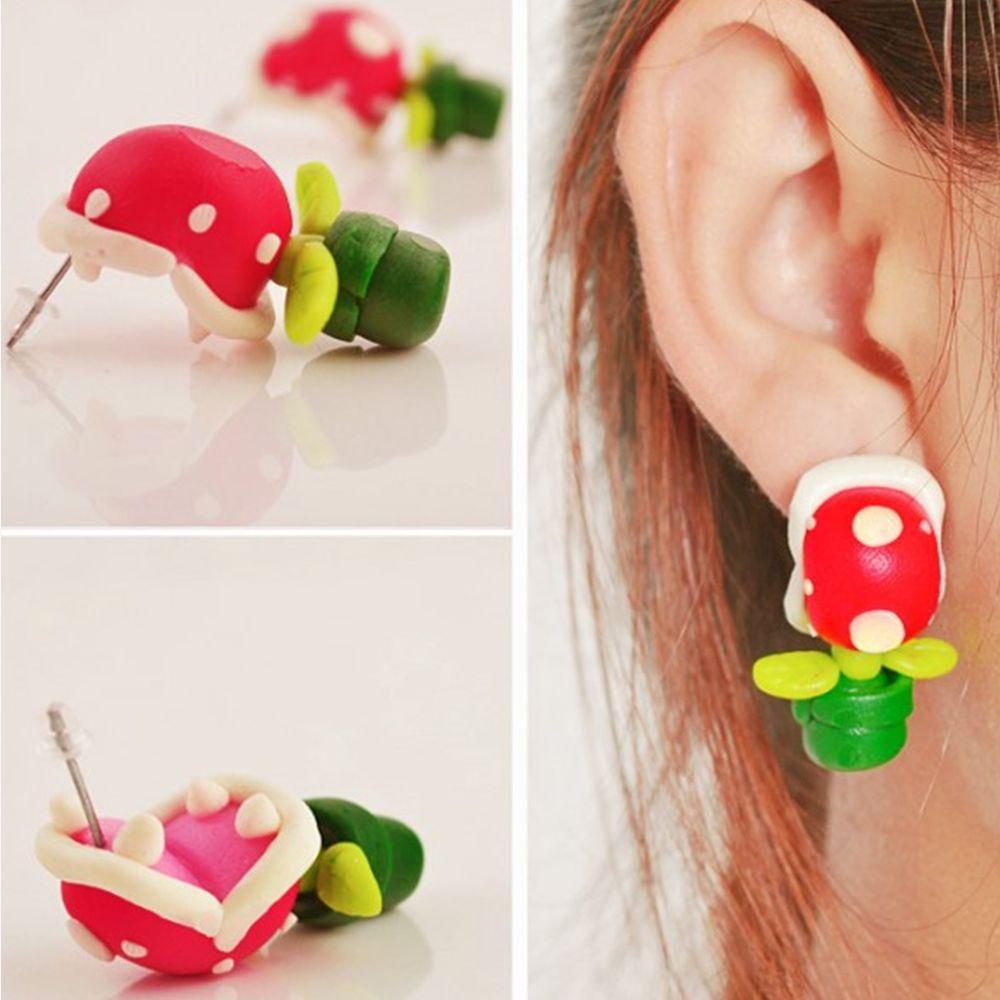 R-flower Anting Hewan Handmade Polymer Clay Lovely Simple 3D