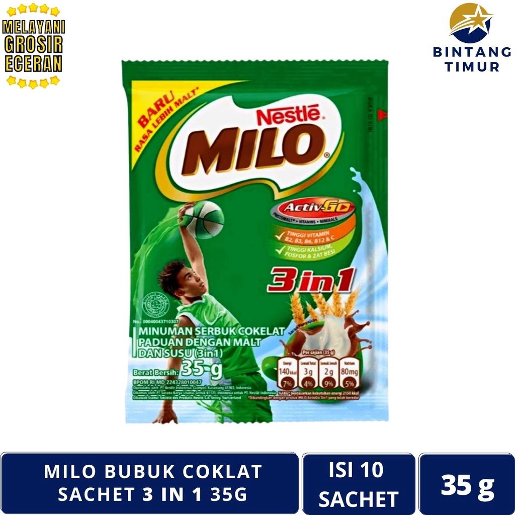 

MILO 3in1 Bubuk isi 10 - 35g Sachet Saset Coklat