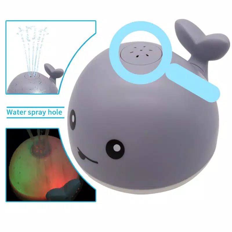 Mainan Mandi Paus UFO Whale Semprot Air Lampu LED Musik Paus Mandi
