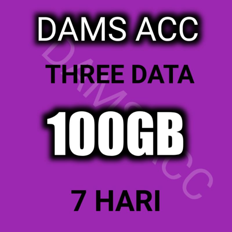 Inject Kuota Data Internet Tri 100GB 7 Hari THREE