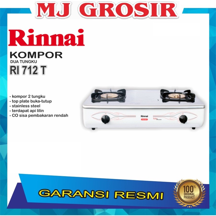 PROMO KOMPOR 2 TUNGKU RINNAI RI 712 T STAINLESS STEEL