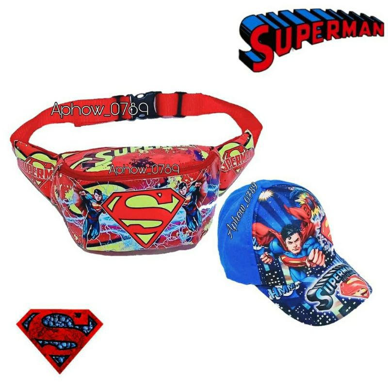 PAKET TERMURAH WAISTBAG+TOPI ANAK KARAKTER SUPERMEN SEPAKET EDITION KEREN -NSTORE_15