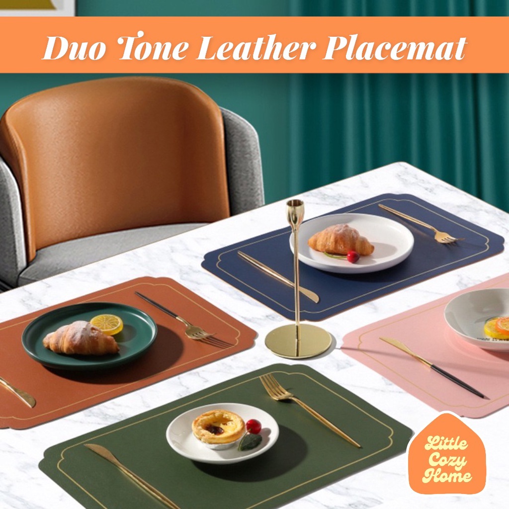 DUO TONE LEATHER PLACEMAT / Alas Meja Makan / Tablemat / Taplak Meja