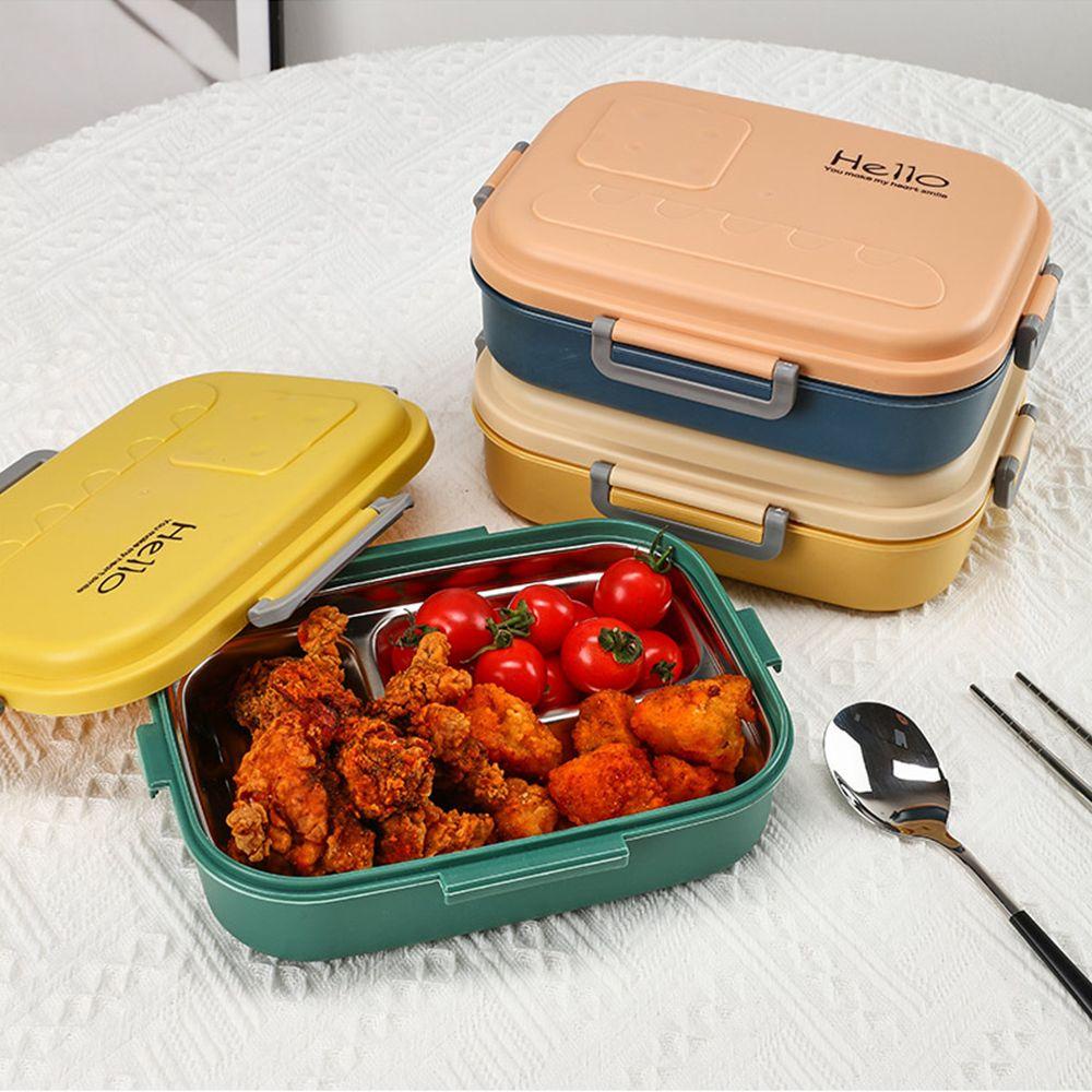 SOLIGHTER Office Lunch Box Candy Color Tableware Box Storage Boxes Portable Stainless Steel Bento Case 2/3 Compartments Food Container/Multicolor