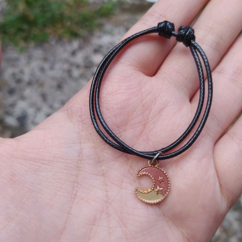 BRACELET MOON & STAR / GELANG BULAN BINTANG COUPLE PERSAHABATAN BESTIE UNIK MURAH-Bulan peach
