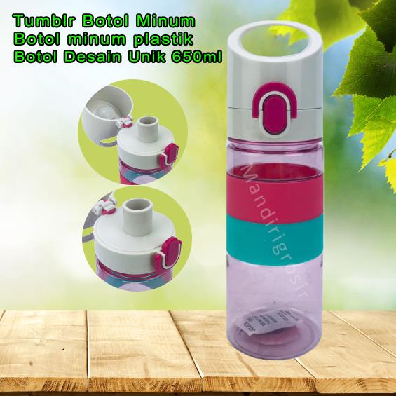 Warna pink*Botol minum plastik *hijau Desain Unik * 650ml