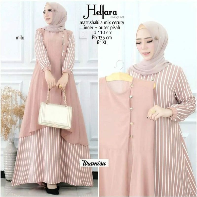 GAMIS WANITA TERBARU HELFARA SET MAXI BO Bahan SYAKILA MIX CERUTY DAPAT GAMIS + OUTHER TERPISAH GAMIS SET OUTHER TERBARU 2023 KEKINIAN DRESS WANITA FASHION MUSLIM KEKINIAN