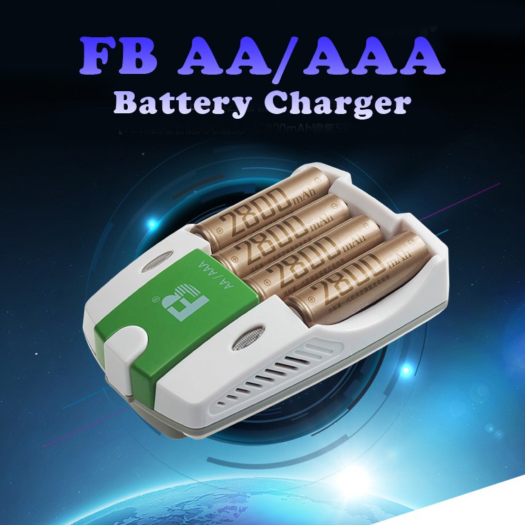 FB FB18 Smart Battery Charger + 4x AA Batteries Free