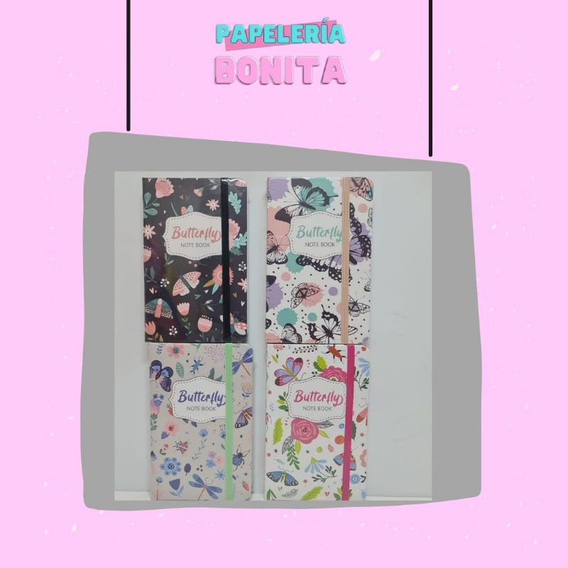 

Hardcover Notebook A6 Butterfly Floral Design Buku Tulis Karakter Aesthetic Note Travel Portable Karet Pembatas Buku Journal Planner Hard Cover