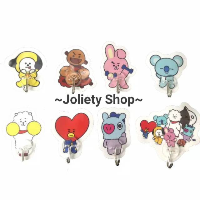 BTS BT21 Hook Tempel Ajaib~sticker dinding | gantungan dinding | tempelan dinding super kuat