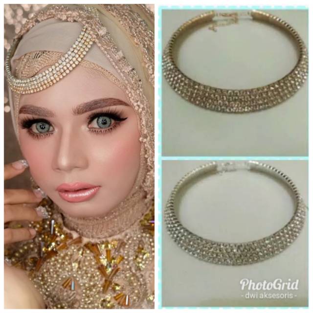 Kalung coker pengantin hiasan hijab headpiece  hiasan kepala