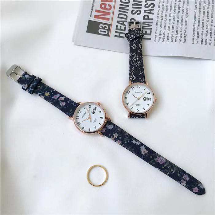 ✅COD KUMA Jam Tangan Wanita Gaya Korea Strap Pu Bunga Motif Tulang Ikan Fashion Quartz Analog Import