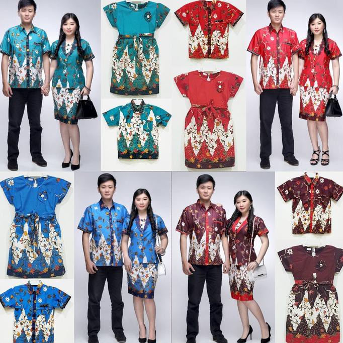 Promo Super Sarimbit Couple Seragam Pria Wanita Setelan Batik 2058 Biru Xl Xxl