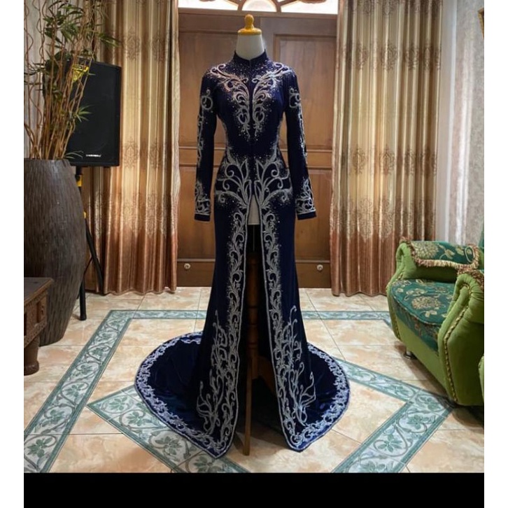 kebaya bludru pengantin/kebaya bludru ekor/kebaya bludru modern