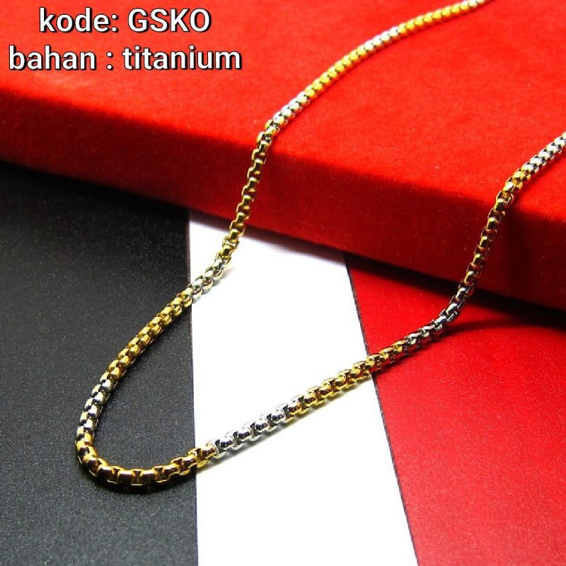 gelang titanium rantai gold silver kombinasi gelang cowok tali gelang stainless steel anti karat