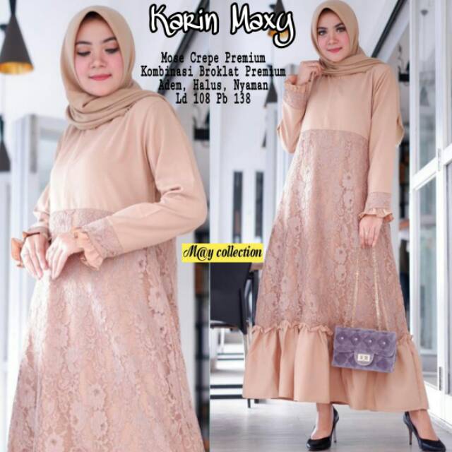 Baju Busana Muslim Karin Maxy Premium Gamis Syari Syari Brokat Jumbo Murah