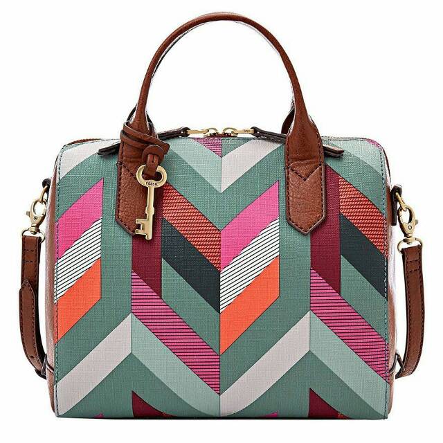 Fossil fiona satchel chevron nwt