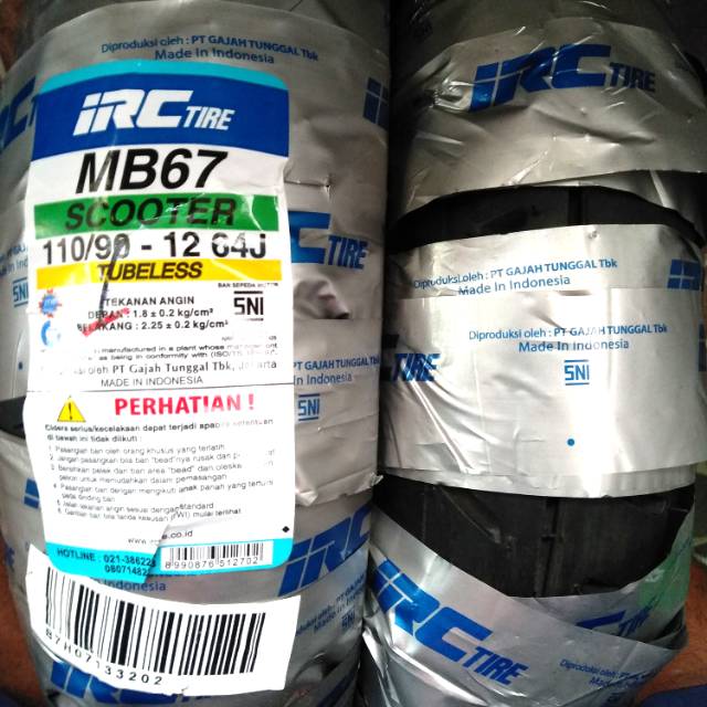 Ban tubles matic irc ring 12 series ( 100/90  - 110/90 ) free pentil 100% original ban belakang