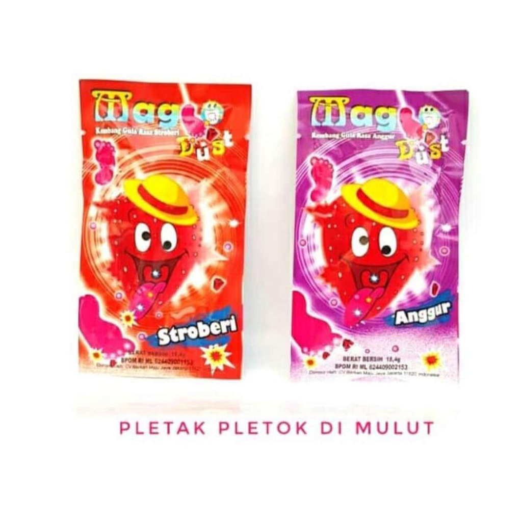 

MAGIC DUST KEMBANG GULA CANDY PERMEN RASA ANGGUR/STROBERI 18,4GRAM LOLLIPOP