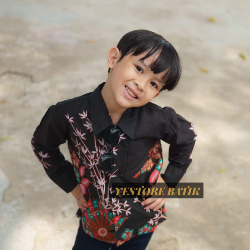 Kemeja Batik Anak Laki-Laki Lengan Panjang Baju Batik Anak Terbaru Motif Kipas