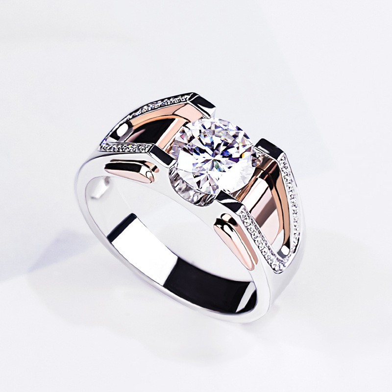 Pt950 Cincin Pria Berlian 2 Carat Pernikahan Cincin Fashion Perhiasan