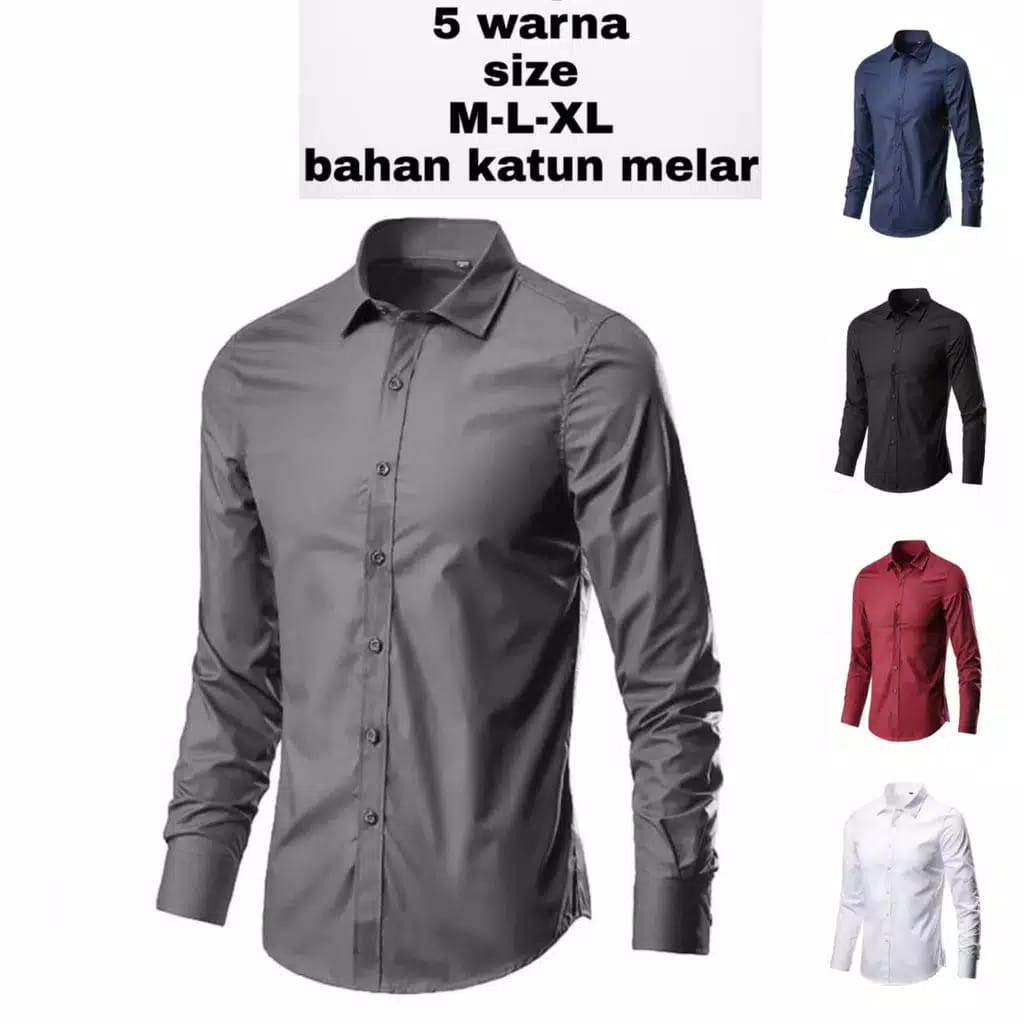 topfashion KEMEJA FORMAL PRIA  POLOS LENGAN PANJANG 4 WARNA/HEM PRIA LENGAN PANJANG JUSMAN