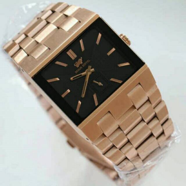 Jam Tangan Pria Elegant Exclusive Braun Buffel Italy Premium Watch Rosegold