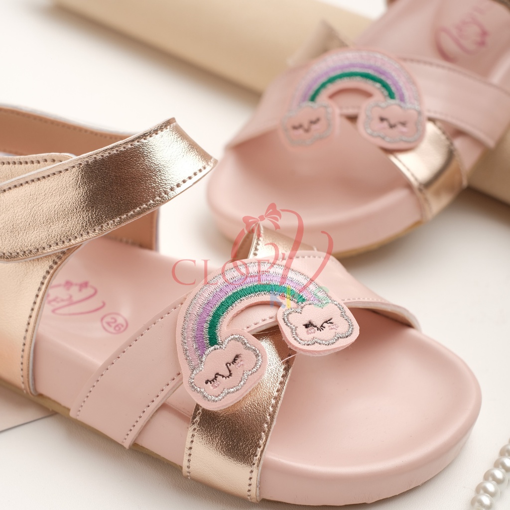 CLOEVKIDS - READY STOCK Lala Pelangi Size 22-35 Sepatu Sandal Anak Perempuan Slip On Flat Lucu