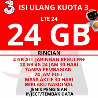 Kuota 3 Paket data Tri 33GB 32GB 66GB | Shopee Indonesia