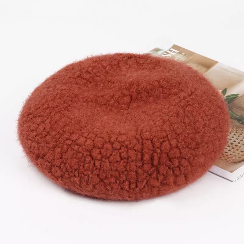 Topi Baret Wol hangat untuk Wanita Adjustable Wool Beret Hat