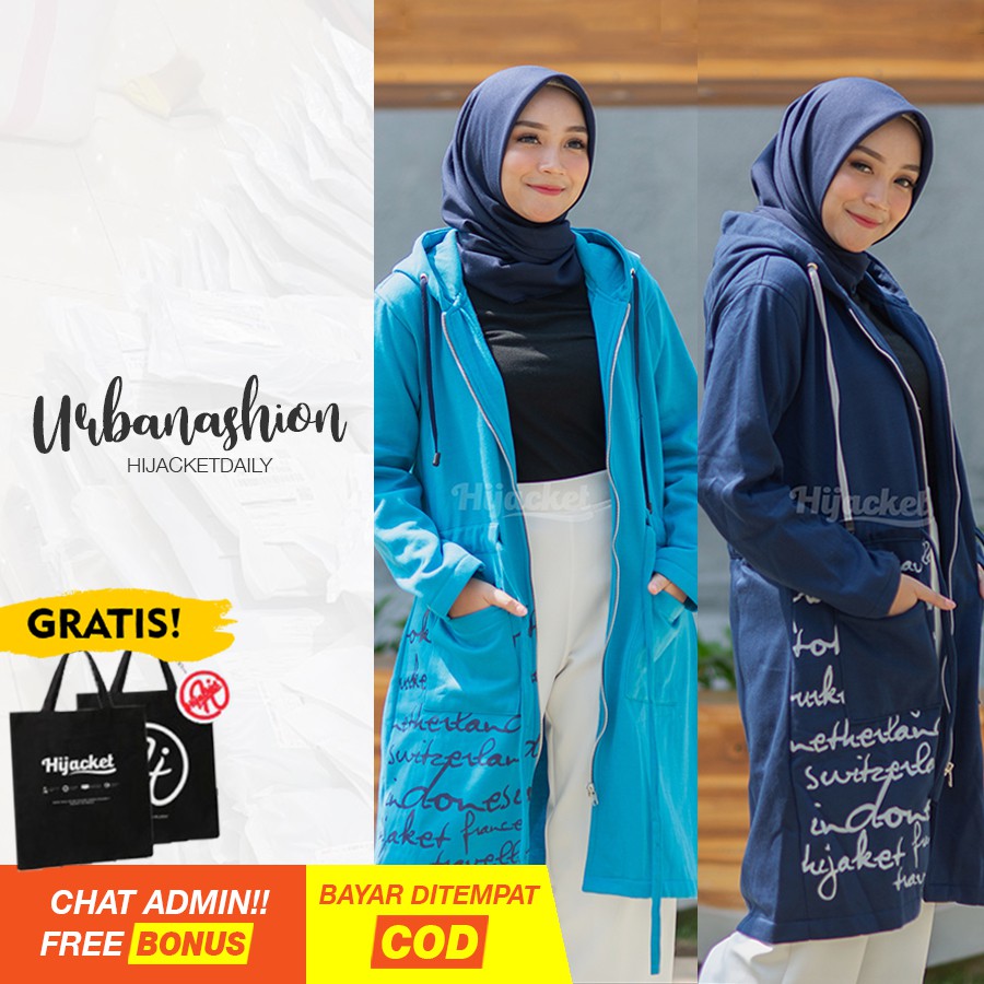 HIJACKET URBANASHION HIJAKET JAKET WANITA  HIJAB PANJANG 