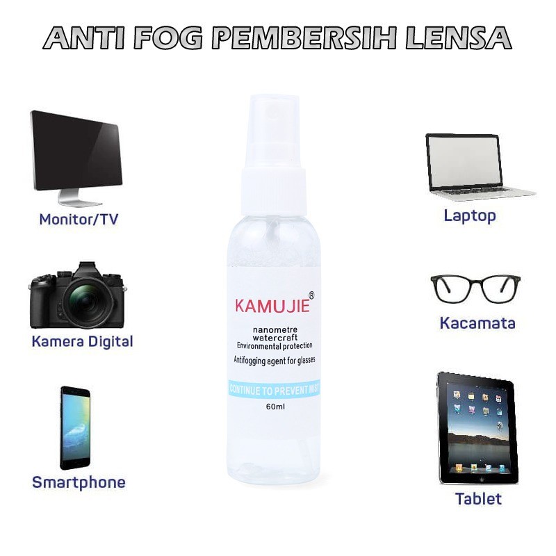 [60ml]Cairan Pembersih Spray Pembersih lens Kacamata Anti Fog/Anti Embun/Anti Uap New