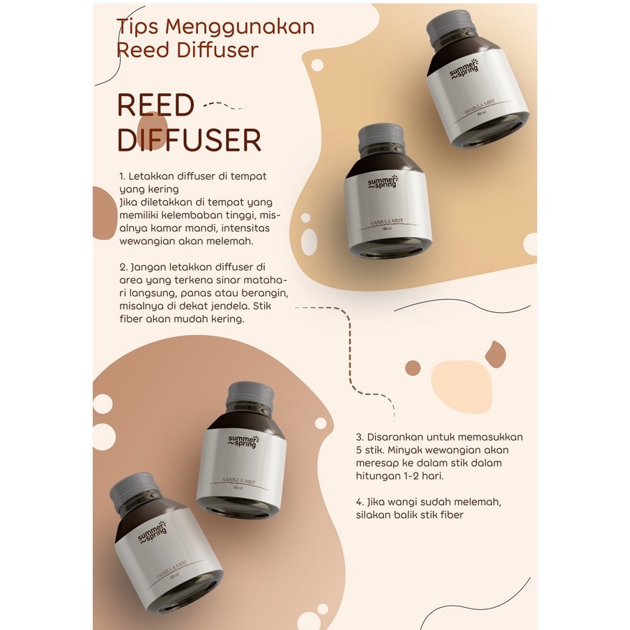 Reed Diffuser Aromatherapy Summerspring 40ml | Pengharum Ruangan Wangi Oil Essential (Free Bubble Wrap)