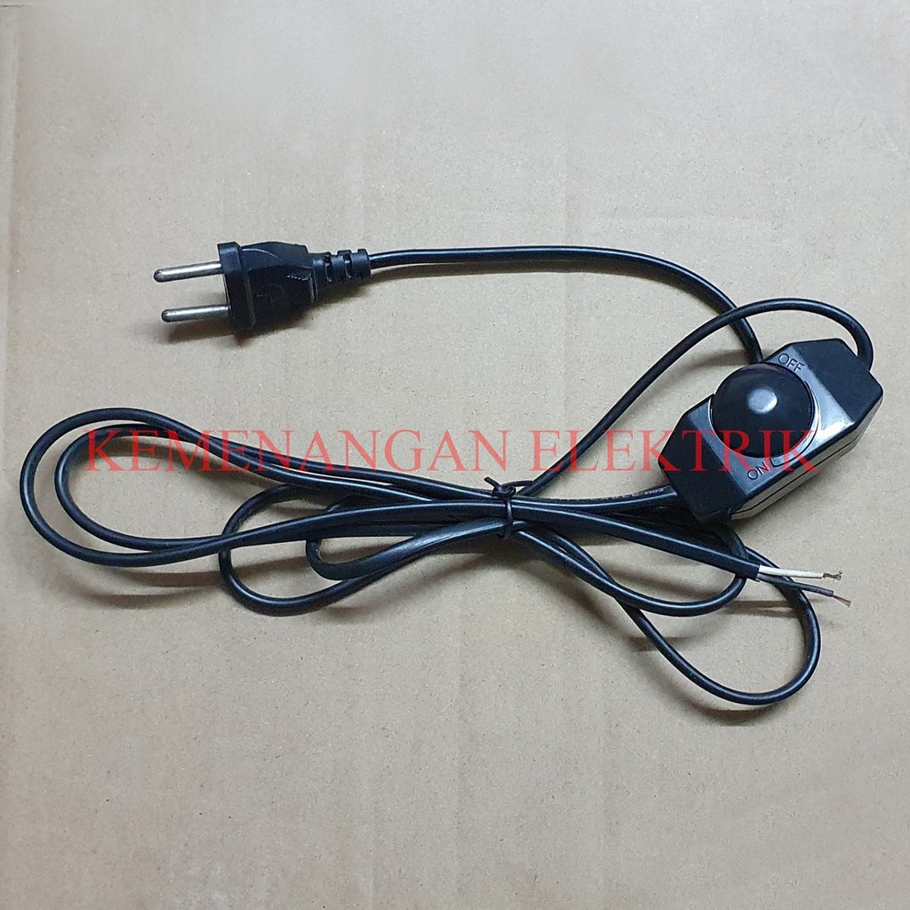 KABEL SAKLAR ON OFF DIMMER 2M MAX 300W / CABLE POWER LAMPU HIAS STEKER 2 METER MAX 300 W