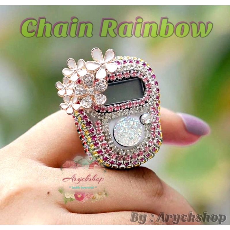 CHAIN PELANGI 2MM BUNGA Tasbih digital swarovski bling bling kado cantik tasbeh cincin hias swaroski