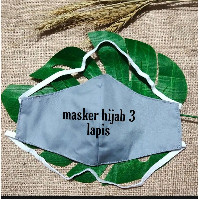 masker hijab premium 3 lapis bahan katun premium