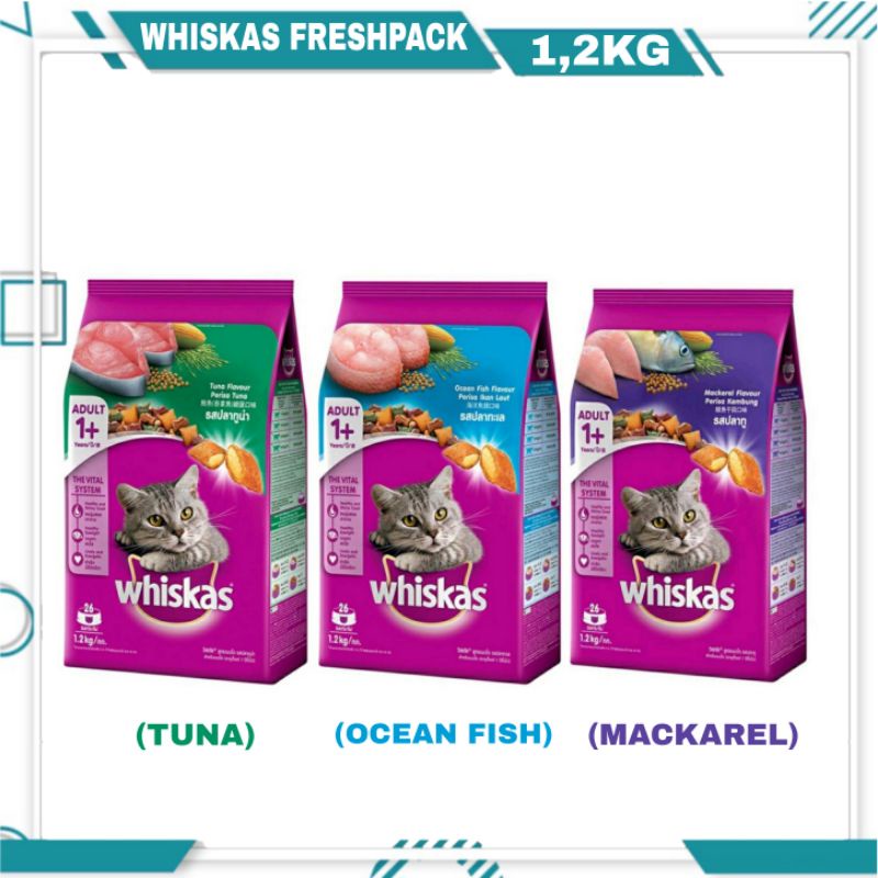 Cat Food Adult Whiskas 1,2Kg Makanan Kering Kucing Dewasa 1.2Kg Tuna Adult Mackerel