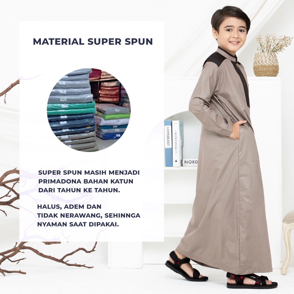 Jubah Anak Laki Laki Premium 9 - 16 Tahun Lengan Panjang Alief Series Original Assuffah